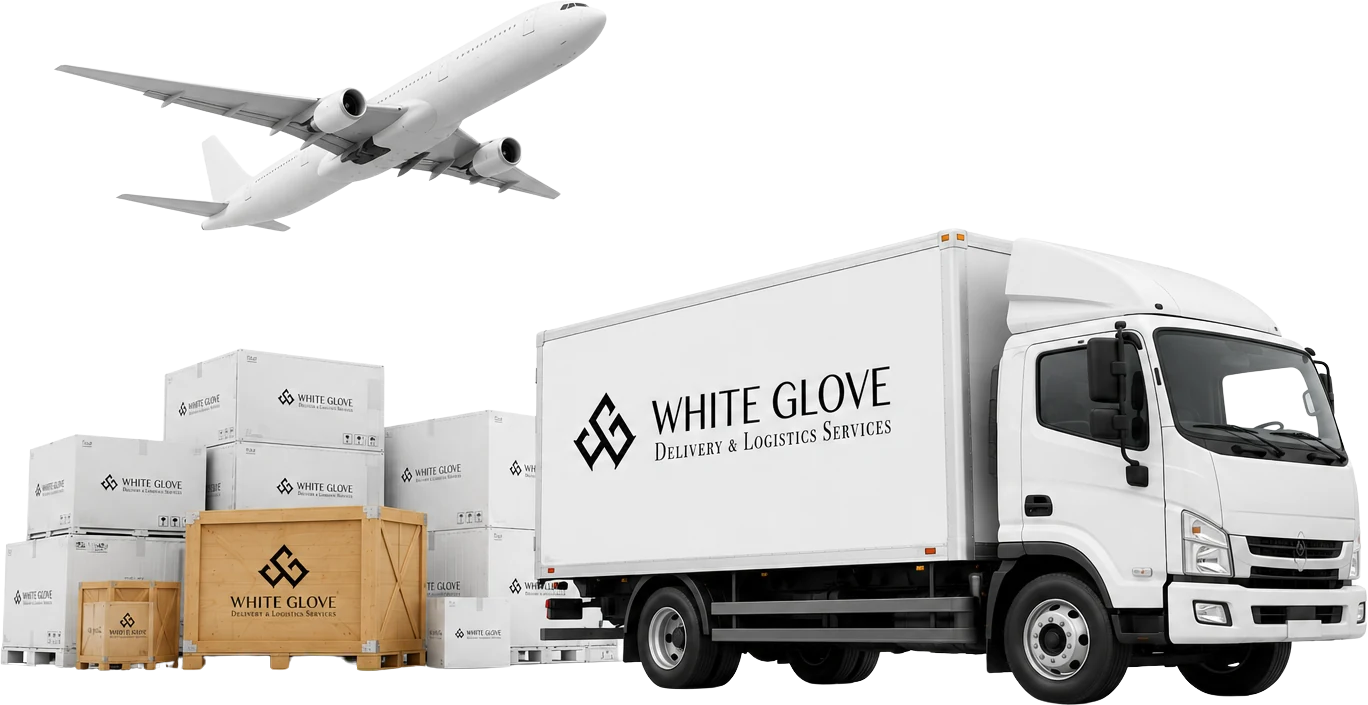 Xe tải, máy bay và kiện hàng mang thương hiệu White Glove